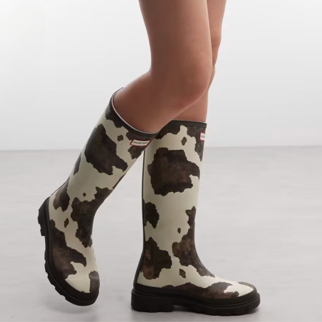 hunter cow print wellies pictured