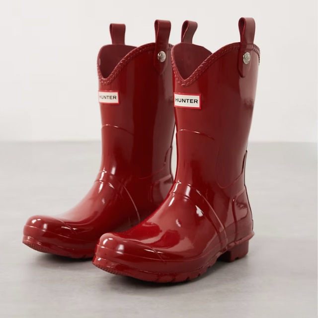 hunter Cowboy Wellington Boot pictured in red