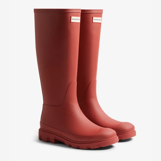 Hunter Unisex Downpour Tall Wellington Boots pictured in red