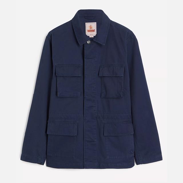Navy Twill Field Shacket in navy pictured gardening jacket