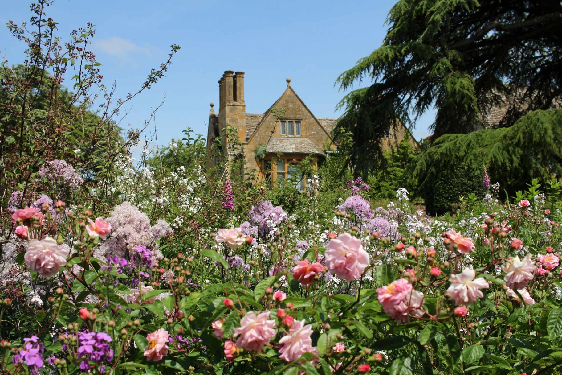 Beautiful country manor house with rose garden