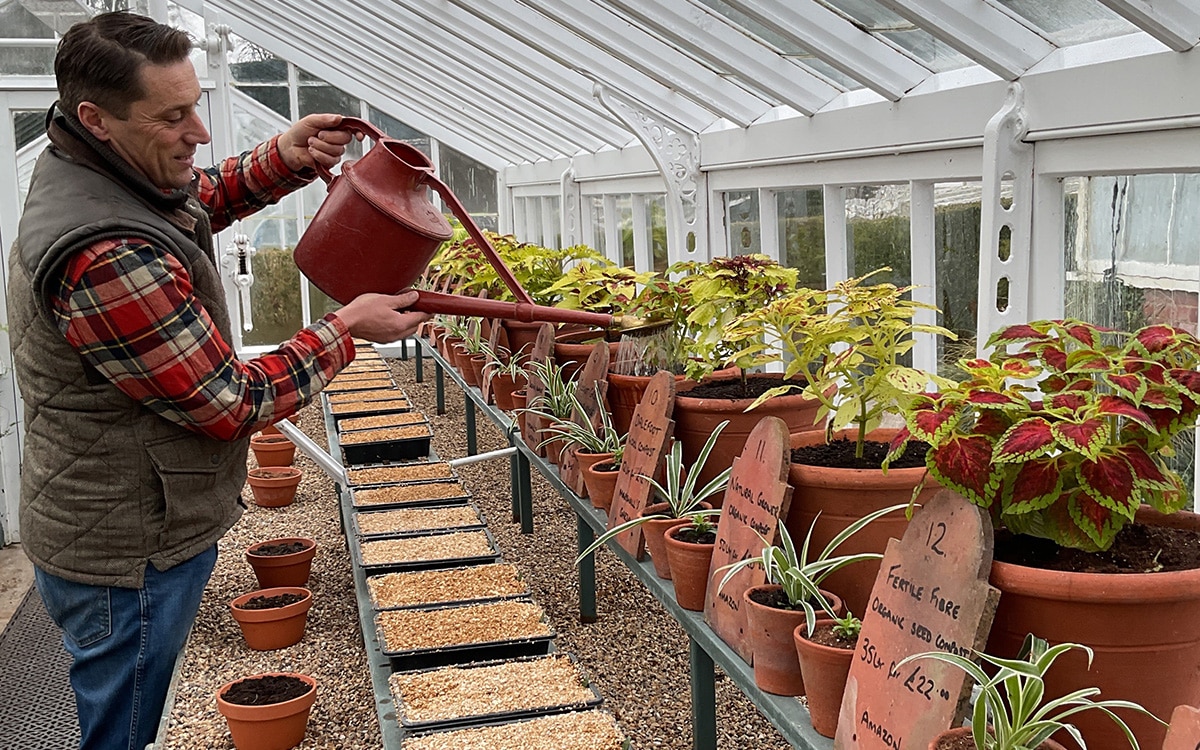 West Dean's head gardener Tom Brown trials composts in the garden's glasshouses.