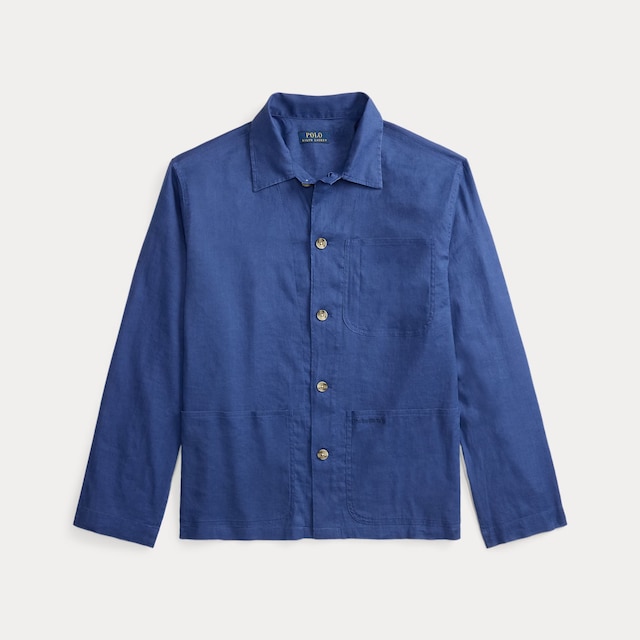 Stretch Linen-Cotton Overshirt Ralph Lauren pictured in blue